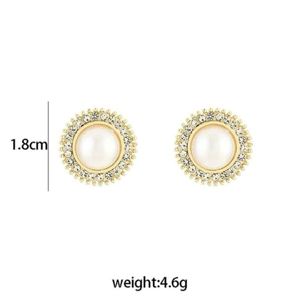 5/$25 WHITE RHINESTONE PEARL STUDS - Picture 5 of 6